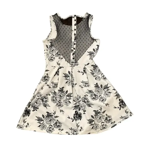 Forever 21 Floral Fit and Flare Dress with Mesh Back Detail