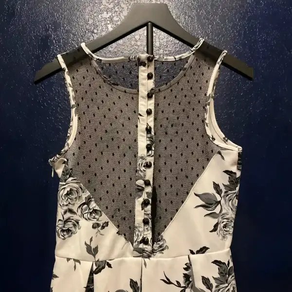 Forever 21 Floral Fit and Flare Dress with Mesh Back Detail