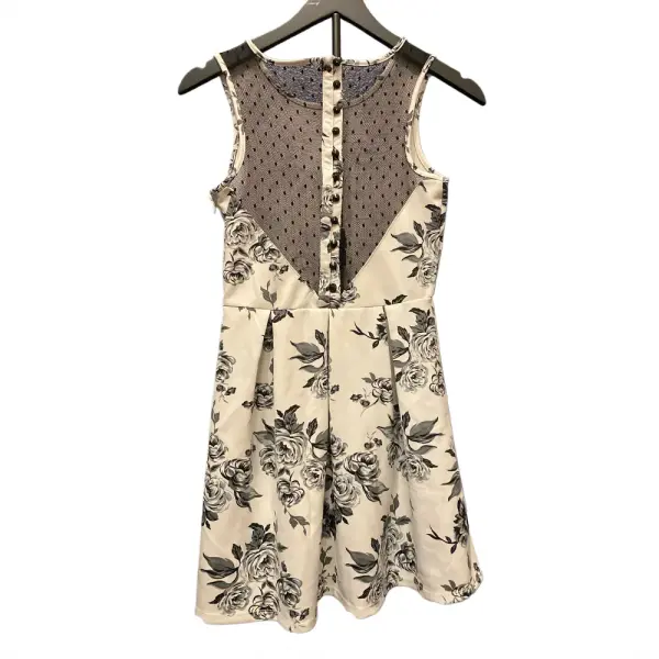 Forever 21 Floral Fit and Flare Dress with Mesh Back Detail