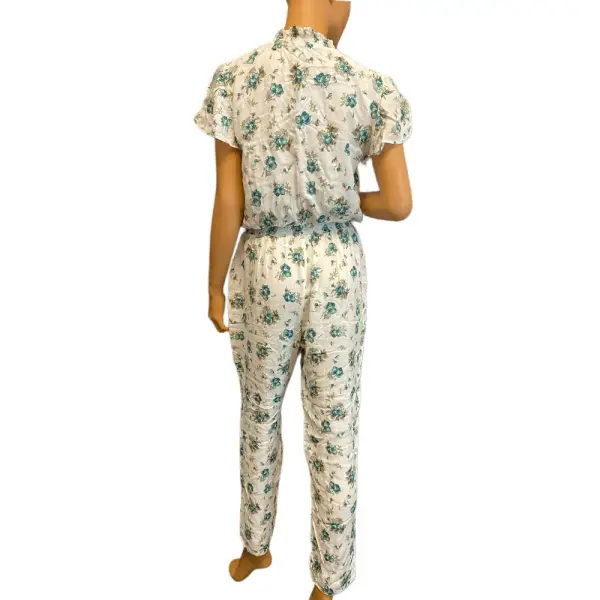 1.STATE White Floral Flutter Sleeve Jumpsuit with Pockets