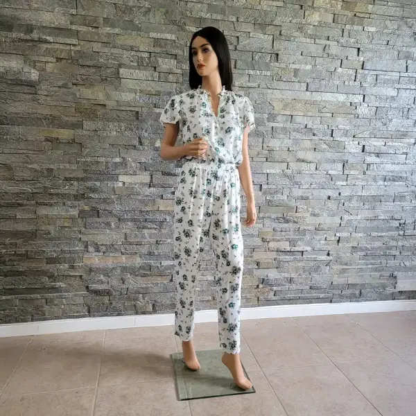 1.STATE White Floral Flutter Sleeve Jumpsuit with Pockets