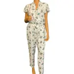 1.STATE White Floral Flutter Sleeve Jumpsuit with Pockets