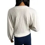 1.STATE Cream Waffle Knit Faux Wrap Sweater