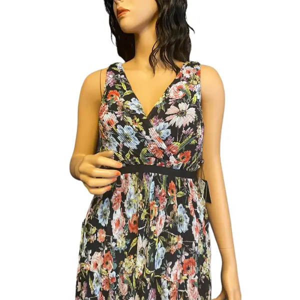 Adrianna Papell Floral Pleated Tiered Midi Dress