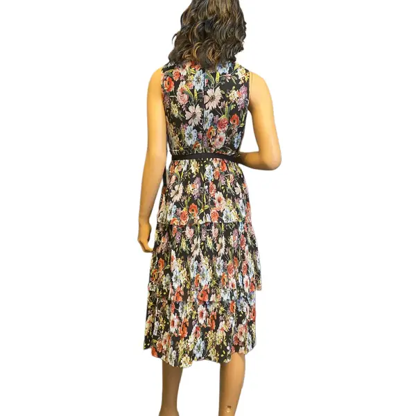 Adrianna Papell Floral Pleated Tiered Midi Dress