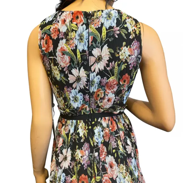 Adrianna Papell Floral Pleated Tiered Midi Dress