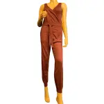 Alfani Intimates Maroon Knit Belted Sleepwear Jumpsuit
