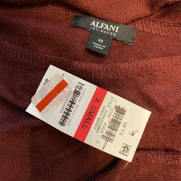 Alfani Intimates Maroon Knit Belted Sleepwear Jumpsuit