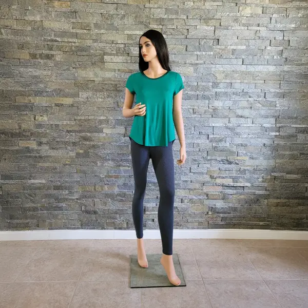 Alfani Petite Satin Trim High Low Tee Lush Meadow Green