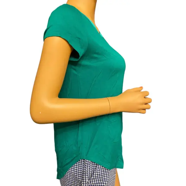 Alfani Petite Satin Trim High Low Tee Lush Meadow Green