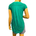 Alfani Petite Satin Trim High Low Tee Lush Meadow Green