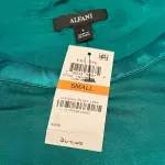 Alfani Petite Satin Trim High Low Tee Lush Meadow Green