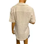 Alfani Wrap Front Top Ivory Linen Blend Collared Short Sleeve