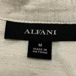 Alfani Wrap Front Top Ivory Linen Blend Collared Short Sleeve