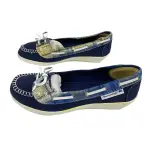 American Eagle Girls Blue Plaid Canvas Wedge Moccasin Loafers Size 3