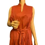 Anne Klein Linen Blend Sleeveless Midi Dress in Cinnamon Size XL