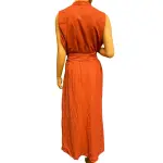 Anne Klein Linen Blend Sleeveless Midi Dress in Cinnamon Size XL