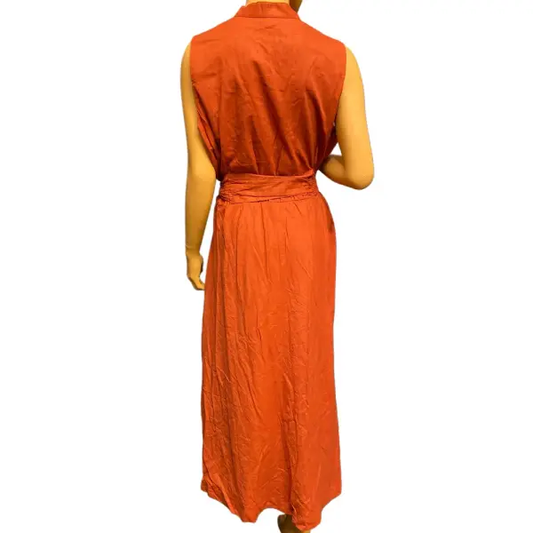 Anne Klein Linen Blend Sleeveless Midi Dress in Cinnamon Size XL