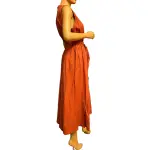 Anne Klein Linen Blend Sleeveless Midi Dress in Cinnamon Size XL