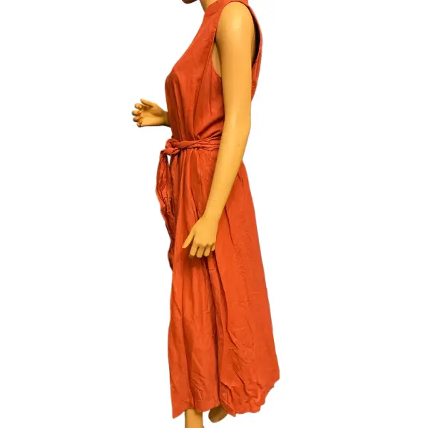 Anne Klein Linen Blend Sleeveless Midi Dress in Cinnamon Size XL