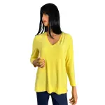 Anne Klein Citron Yellow V-Neck Stretch Top