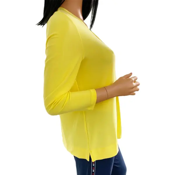 Anne Klein Citron Yellow V-Neck Stretch Top