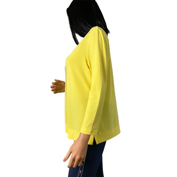 Anne Klein Citron Yellow V-Neck Stretch Top