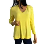 Anne Klein Citron Yellow V-Neck Stretch Top