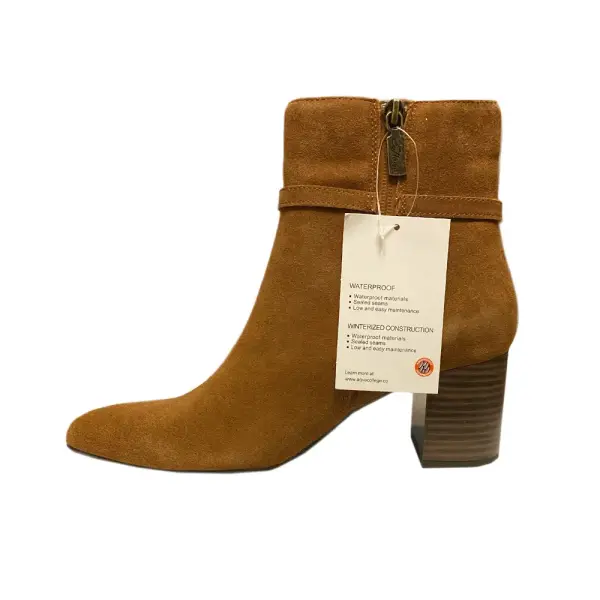 Aqua College Tatum Waterproof Suede Ankle Booties Rust Brown Block Heel Womens