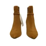 Aqua College Tatum Waterproof Suede Ankle Booties Rust Brown Block Heel Womens