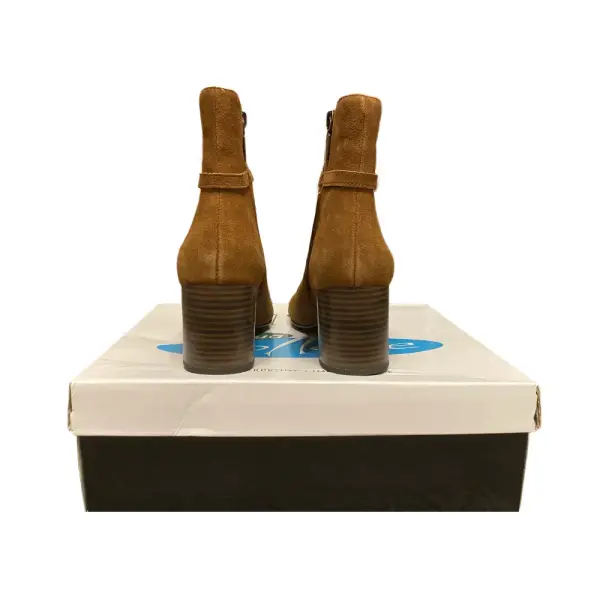 Aqua College Tatum Waterproof Suede Ankle Booties Rust Brown Block Heel Womens