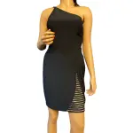 Aqua Dresses One Shoulder Asymmetrical Sheath Dress Mesh Detail