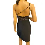 Aqua Dresses One Shoulder Asymmetrical Sheath Dress Mesh Detail