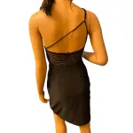 Aqua One Shoulder Asymmetrical Mesh Detail Cocktail Dress