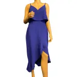 Aqua Women’s Cobalt Blue Sleeveless Asymmetric Ruffle Popover Midi Dress