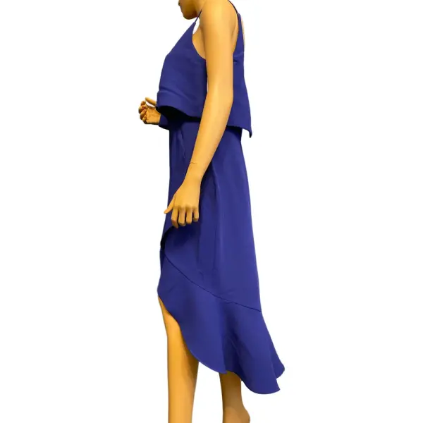 Aqua Women’s Cobalt Blue Sleeveless Asymmetric Ruffle Popover Midi Dress