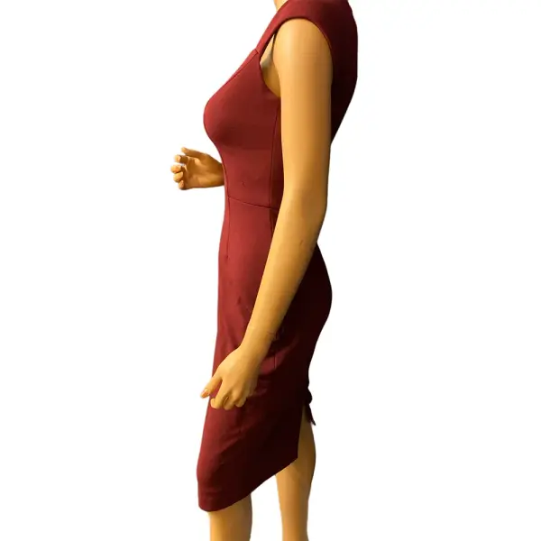 Aqua Burgundy Dress with Pleated Cap Sleeves