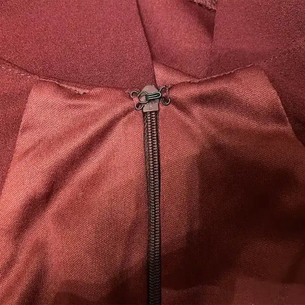 Aqua Burgundy Dress with Pleated Cap Sleeves