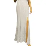 Aqua Strapless Gown with Side Slit