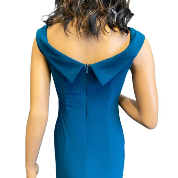 Aqua Dresses Off Shoulder Collar Neck Formal Gown High Slit