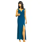 Aqua Dresses Off Shoulder Collar Neck Formal Gown High Slit