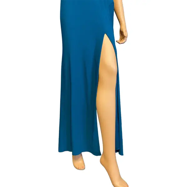 Aqua Dresses Off Shoulder Collar Neck Formal Gown High Slit