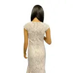 Aqua Lace Cap Sleeve Dress High-Low Hem Ivory