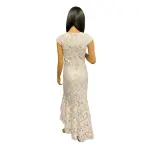 Aqua Lace Cap Sleeve Dress High-Low Hem Ivory