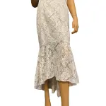 Aqua Lace Cap Sleeve Dress High-Low Hem Ivory