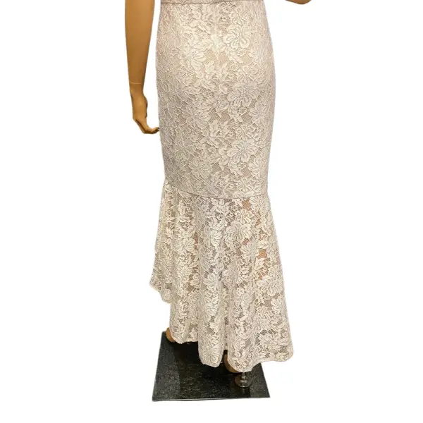Aqua Lace Cap Sleeve Dress High-Low Hem Ivory
