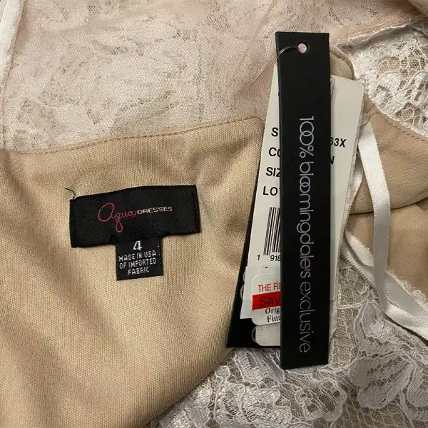 Aqua Lace Cap Sleeve Dress High-Low Hem Ivory