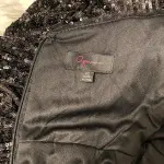 Aqua Sequin Gown Black Halter High Neck T-Back Slit