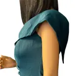 Aqua Off Shoulder Gown Teal Green Portrait Collar Ruched