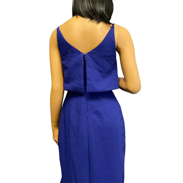 Aqua Royal Blue Asymmetric Ruffle Popover Dress